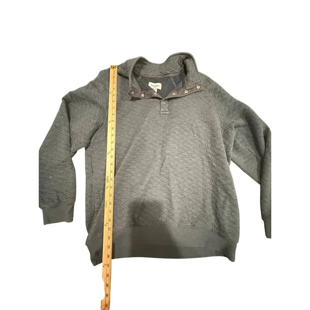 Goodfellow & Co Men's Gray Diamond Quilted 1/4 Snap Mock Neck Pullover Size L